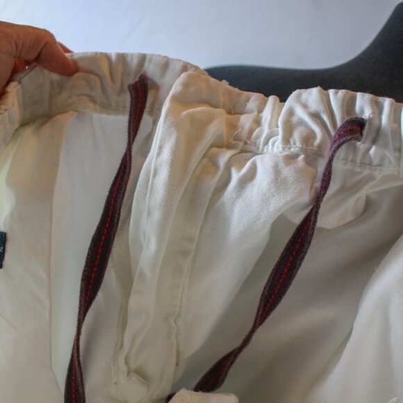 Izod Jeans White Cotton Pants Elastic Drawstring Waist Size XL - Picture 3 of 4